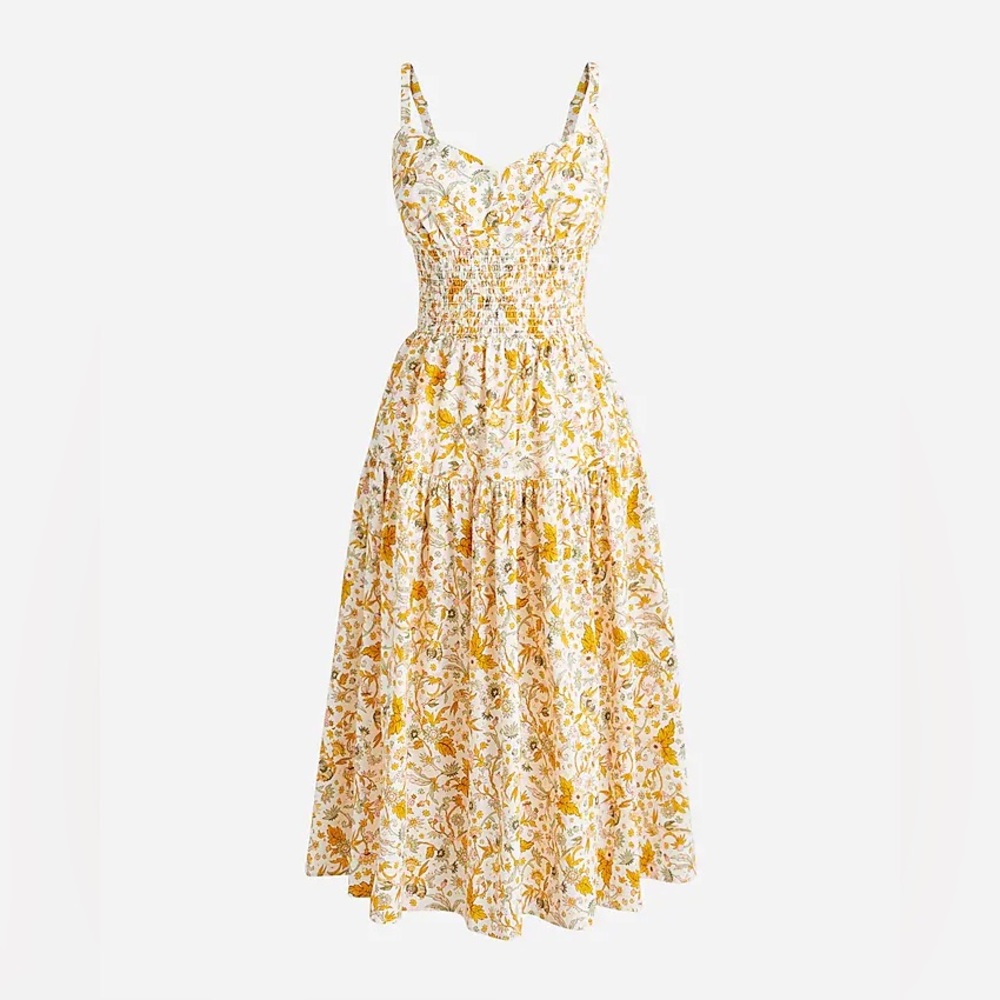 J Crew worn once size 0 Floral Yellow and White Summer Dress